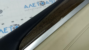 Ornamente ușă față stânga BMW X3 G01 18-21 piele bej, inserție piele bej, cusături gri, inserție lemn plop, cu mâner, cu nasturi, curățare chimică, rezistentă la zgârieturi