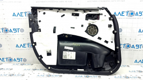 Обшивка двери карточка передняя правая BMW X3 G01 18-21 кожа бежевая, вставка кожа бежевая, серая строчка, вставка под дерево темный дуб Perlglanz Chrom, с ручкой, царапины