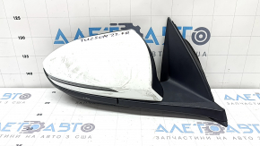 Зеркало боковое правое в сборе Hyundai Tucson 22-26 8 пинов, поворотник, подогрев, BSM, белое