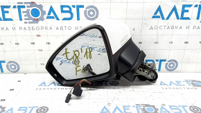 Зеркало боковое левое в сборе VW Tiguan 18-19 6+2 пинов, BSM, поворотник, подогрев, белое, царапины