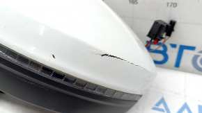 Зеркало боковое левое в сборе VW Tiguan 18-19 6+2 пинов, BSM, поворотник, подогрев, белое, царапины