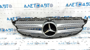 Решетка радиатора в сборе grill Mercedes C-class W205 15-18 с эмблемой без радара под камеру, песок, в краске