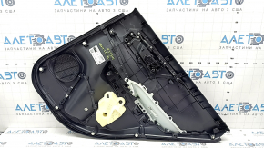Ornamente ușă spate stânga Toyota Rav4 19-24 negru, cotiera piele neagră, inserție plastic neagră, ornament gri cu mâner, zgârieturi