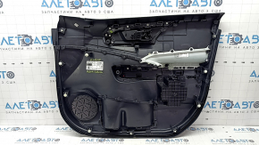 Ornamente ușă față stânga Toyota Rav4 19-24 negru, cotiera piele neagră, inserție plastic neagră, ornament gri, cu mâner, zgârieturi
