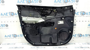 Ornamente ușă față dreapta Toyota Rav4 19-24 negru, cotiera piele neagră, inserție plastic neagră, ornament gri, cu mâner