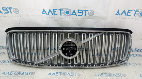 Grilă radiator cu insignă Volvo XC90 16-17, gri, ramă cromată, cu insignă pentru cameră, bare de protecție