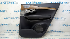 Ornamente ușă spate dreapta Volvo XC90 16-22 piele neagră, sub cortină, cotieră și inserție piele nappa neagră, ornament din nuc, Bowers & Wilkins, zgârieturi