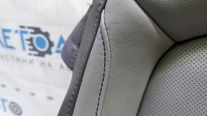 Обшивка подушки пассажирского сидения Chevrolet Volt 16- кожа серая, под подогрев, синяя строчка, потерта