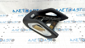 Накладка центральной консоли верхняя Mercedes W167 GLE 350 450 20-23 кожа черная с хром, с подсветкой, царапины, провернута закладная, под чистку