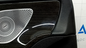 Ornamente ușă față stânga Mercedes W167 GLE 350 450 20-24 piele neagră, cu iluminare din spate, cotiera piele neagră, inserție din lemn, Burmester, cu mâner, zgârieturi