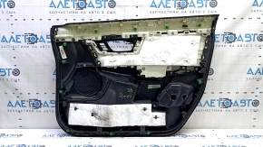 Обшивка двери карточка передняя левая Honda CRV 17-22 черная, вставка бежевая кожа, подлокотник бежевая кожа, молдинг под дерево, под память сидений, под химчистку