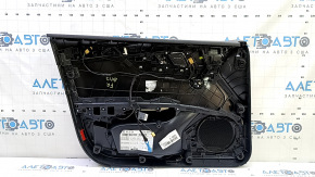 Ornamente ușă față dreapta Audi A4 B9 17-19 cotiera neagră, bej, ornamente din lemn, cu zgârieturi la închiderea centrală a butonului
