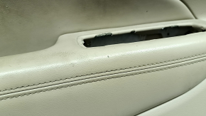 Ornamente ușă față stânga Jeep Grand Cherokee WK2 19-22 bej, cu inserții din piele bej și neagră, cotiera din piele bej, ornament din lemn închis, cu mâner, zgârietură, uzată, pentru curățat