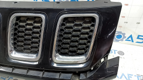 Решетка радиатора grill Jeep Compass 17-21 в сборе 3 части, с хромом, песок, царапины, сколы