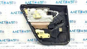 Обшивка двери карточка задняя правая Toyota Prius 30 10-15 черная с темно-серой вставкой ткань, подлокотник темно-серый ткань, серый молдинг, с ручкой, царапины, потерт, под чистку