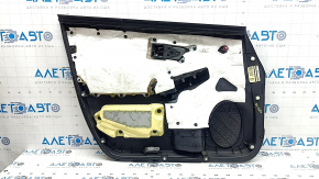 Обшивка двери карточка передняя правая Toyota Prius 30 10-15 черная с темно-серой вставкой ткань, подлокотник темно-серый ткань, серый молдинг, с ручкой, царапины, сломано крепление