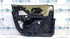 Ornamente ușă față dreapta Jeep Cherokee KL 19-22 negru cu inserție neagră din piele, cotiera din piele neagră, ornament gri, cu mâner, zgârieturi, urme de zgârieturi