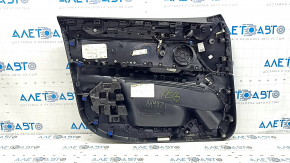 Ornamente ușă față dreapta BMW X5 F15 14-18 piele neagră Dakota, Harman Kardon, inserție și cotiera piele neagră, ornament sub braț, cu iluminare și mâner, zgârieturi, rupturi, lovituri, cuțit