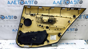 Ornamente ușă spate stânga complete BMW 3 F30 12-18 negru, cotieră și inserție piele neagră, cusături roșii, ornament cromat, placare sub lemn închis, cu iluminare din spate