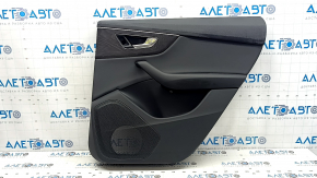 Panou decorativ ușă, spate dreapta, Audi Q8 19-25, piele neagră, fără perdea, cotieră din piele neagră, cu capac difuzor, cu inserție din lemn, cu iluminare din spate, cu mâner, lovituri