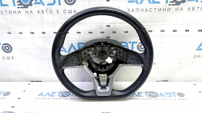 Руль голый Nissan Rogue Sport 19-21 кожа черная с подогревом под адаптивный круиз, без кнопок, под чистку, царапина, надломано крепление