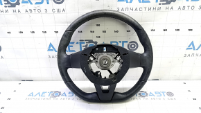 Руль голый Nissan Rogue Sport 19-21 кожа черная с подогревом под адаптивный круиз, без кнопок, под чистку, царапина, надломано крепление