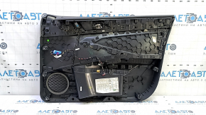 Panou ușă stânga față pentru VW Jetta 19-21, negru cu inserție din piele neagră, cotieră din piele, bandaj gri tip 2, cu comandă ridicare geam și buton închidere centralizată, zgârieturi