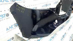Бампер передний голый Mazda CX-5 22-25 без парктроников, синий, надорван, сломаны крепления, царапины, отсутствует фрагмент