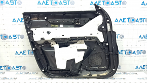 Обшивка двери карточка передняя правая Mazda CX-5 17-23 BOSE, с черной вставкой кожа, подлокотник кожа черный, молдинг под темное дерево, с ручкой, царапины, вмятина