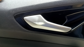 Обшивка двери карточка задняя левая Volkswagen ID.4 21-22 черная, коричневый подлокотник кожа, вставка черный глянец, с ручкой, потерта, слезла краска на ручке