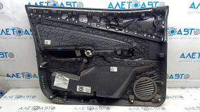 Обшивка двери карточка передняя правая Volkswagen ID.4 21-22 черная, коричневый подлокотник кожа, вставка черный глянец, с ручкой, царапины