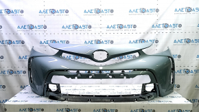 Бампер передний голый Toyota Prius V 15-17 рест, зеленый, тычки, вмятина, полезла краска, трещины в креплениях