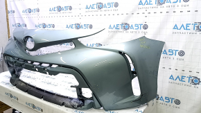 Бампер передний голый Toyota Prius V 15-17 рест, зеленый, тычки, вмятина, полезла краска, трещины в креплениях