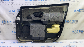 Обшивка двери карточка передняя левая Toyota Prius V 15-17 черная, вставка кожа черная, с ручкой, царапины