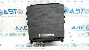 Buzunar consola centrală Mercedes W167 GLE 350 450 20-24 cu suporturi pentru pahare și ornamente din lemn închis la culoare, zgârieturi