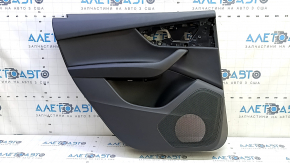 Обшивка двери карточка задняя левая Audi Q7 16-19 черная, вставка кожа черная, подлокотник кожа черный, с управлением стеклоподъемника