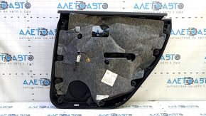 Panou ornamental ușă negru, spate stânga, Audi Q7 16-19, inserție din piele neagră, cotieră din piele neagră, cu comandă pentru ridicarea geamurilor