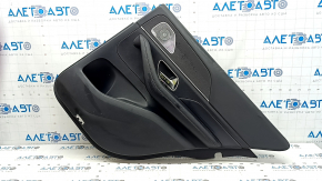 Ornamente ușă, placă spate dreapta, Mercedes W167 GLE 350 450 20-24, piele neagră, cu iluminare de fundal nefuncțională, cotieră din piele neagră, inserție din lemn gri, Burmester, fără perdea, cu mân