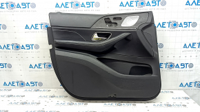 Обшивка двери карточка передняя левая Mercedes W167 GLE 350 450 20-26 кожа черная, с подсветкой нерабочей, подлокотник кожа черная, вставка под серое дерево, Burmester, с ручкой, контакт с водой, цар