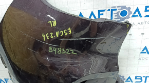 Бампер задний голый левый Ford Escape MK4 20-26 под автопарковку, красный, замят, царапины, потерт, трещины, трещины в креплениях