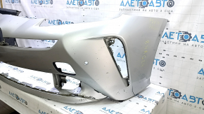 Бампер передний голый Toyota Prius 50 19-22 под парктроники и PMA, серебро, треснут, сломаны крепления, царапины