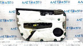 Обшивка двери карточка передняя правая Kia Optima 16-18 черная с бежевой вставкой кожа, подлокотник кожа, с графит накладкой, с ручкой, царапины, потерта, под чистку
