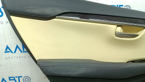 Panou ușă spate stânga pentru Lexus NX200t NX300h 15-17, negru cu inserție bej, cotieră din piele neagră, scaun cu memorie, ornamente din lemn, necesită curățare, zgârieturi, lovituri