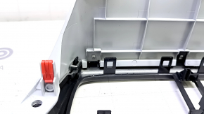 Накладка торпеды центральная Toyota Prius 50 19-22 глянец черная, без дефлектора и кнопки, царапины, сломано крепление