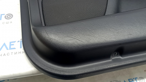 Ornamente ușă față dreapta Lincoln MKZ 17-20 negru cu inserție neagră din piele, cotiera din piele neagră, inserție lemn deschis lucios, cu iluminare din spate, cu mâner, zgârieturi, rupturi, îndoit, 