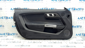 Panou ornamental ușă negru, față stânga, Ford Mustang mk6 17-23, inserție din piele neagră, cotiera din piele neagră, zgârieturi, crestături