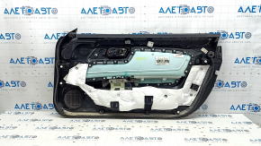 Panou ornamental ușă negru, față stânga, Ford Mustang mk6 17-23, inserție din piele neagră, cotiera din piele neagră, zgârieturi, crestături