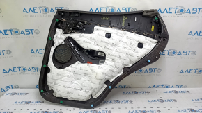 Ornamente ușă, spate stânga, Hyundai Santa FE Sport 13-16, maro închis cu inserție din piele bej, cu mâner, cotieră din piele maro închis, structură de montare gri, zgârieturi, crestături, lovituri