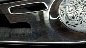 Panou ușă stânga față pentru Mercedes GLC 16-22, piele neagră, inserție abanos lucioasă, cotieră din piele neagră, Burmester, cu iluminare din spate, cu mâner, zgârieturi, crăpătură la fixare
