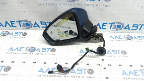 Зеркало боковое левое в сборе VW Tiguan 18-19 6+2 пинов, BSM, поворотник, подогрев, синее, царапины
